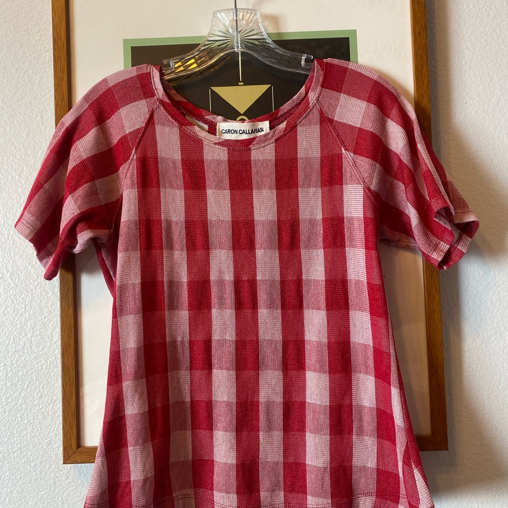 Caron Callahan Red Checkered Women's Top